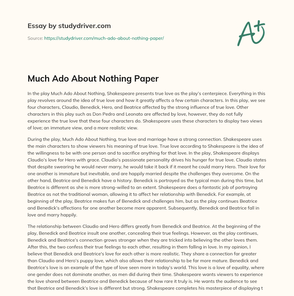 Much Ado about Nothing Paper essay