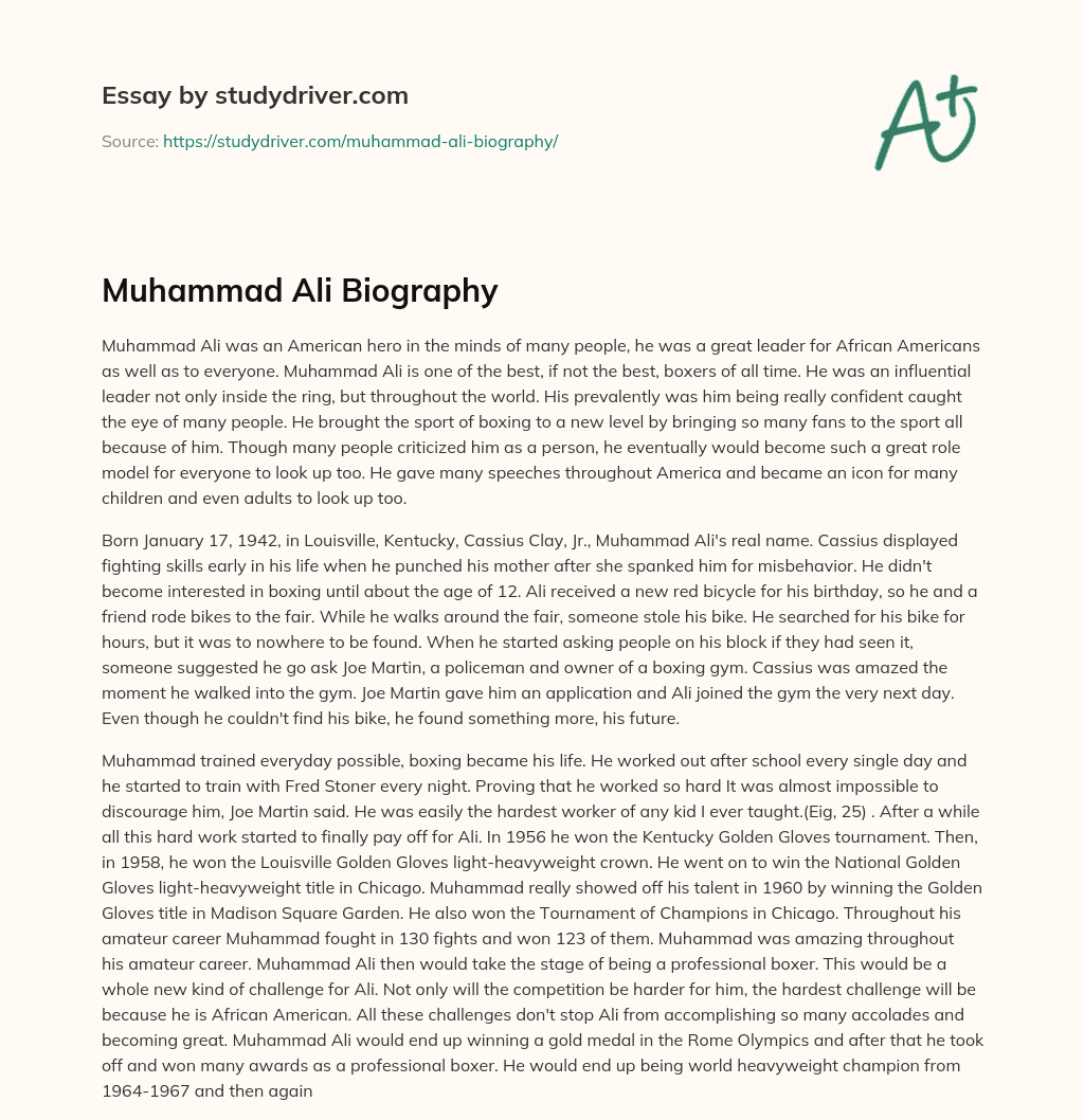 Muhammad Ali Biography essay