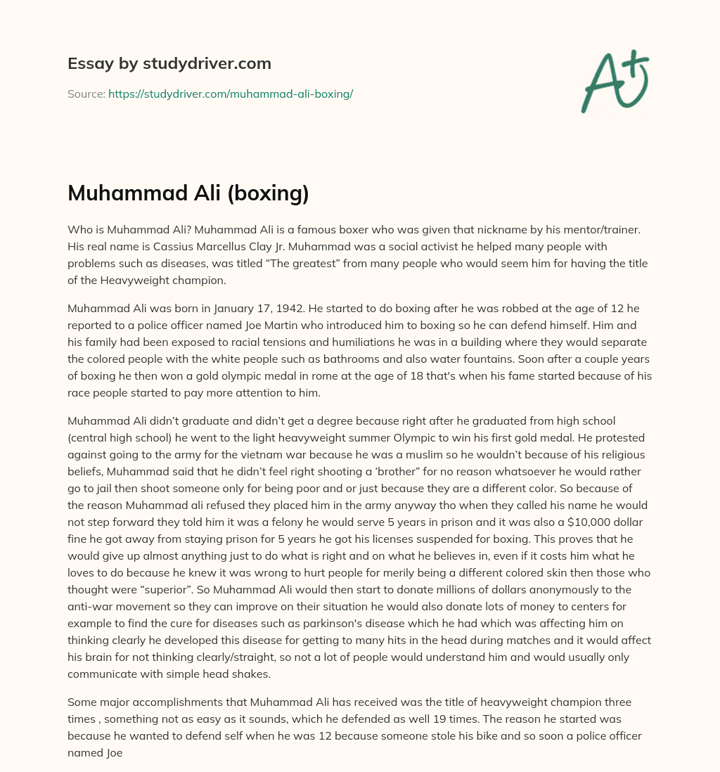 Muhammad Ali (boxing) essay