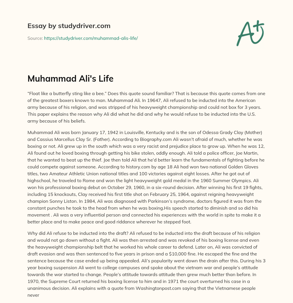 Muhammad Ali’s Life essay
