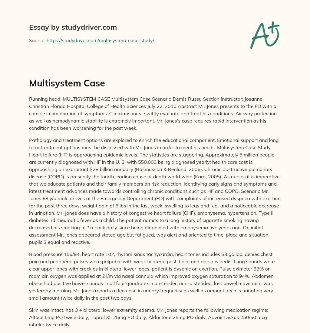 Multisystem Case essay