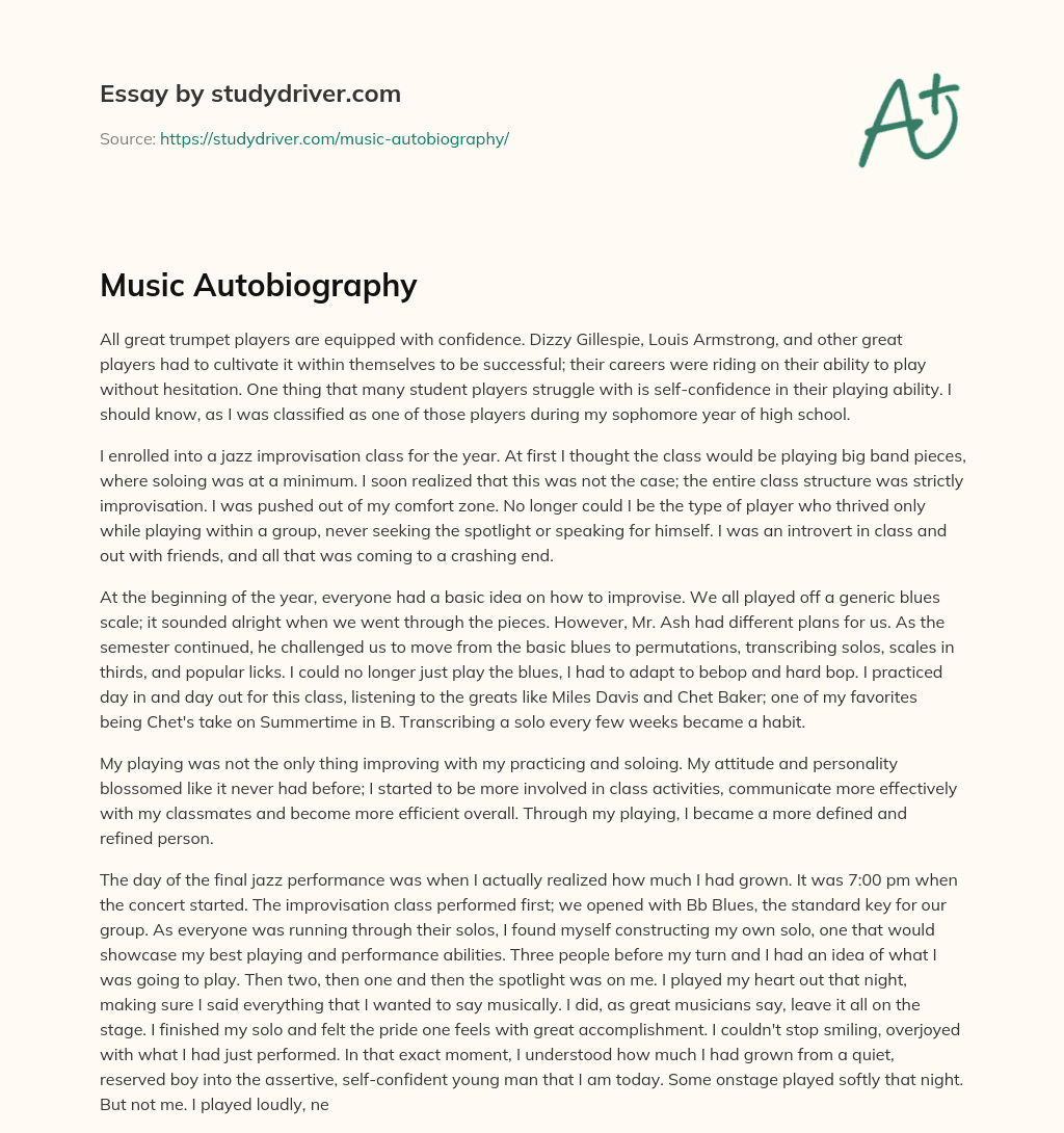 Music Autobiography essay