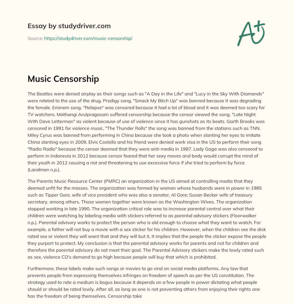 Music Censorship essay