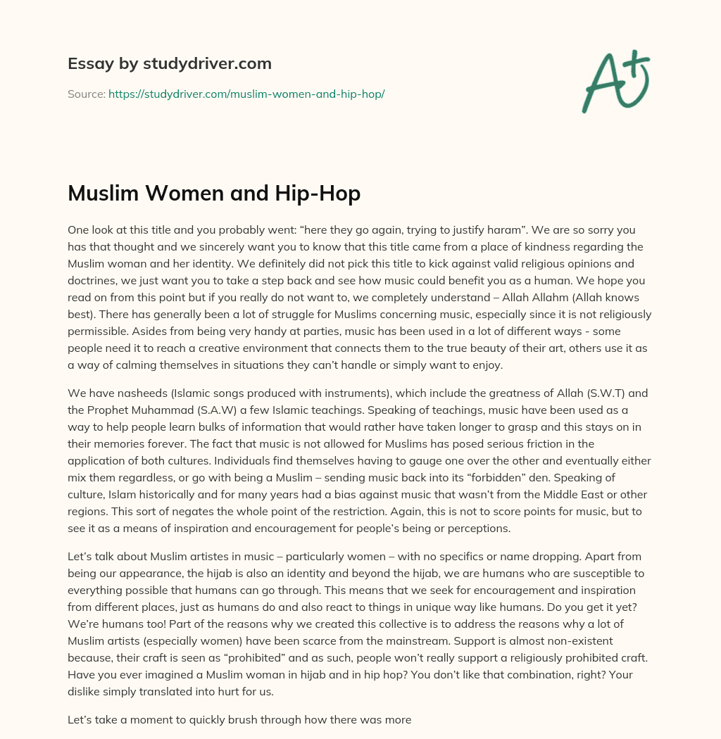 Muslim Women and Hip-Hop essay