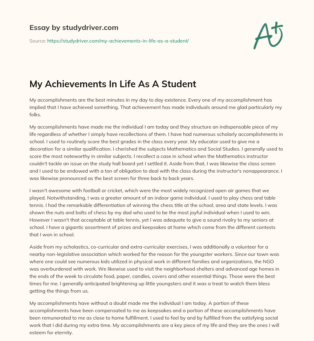 essay on my academic achievements