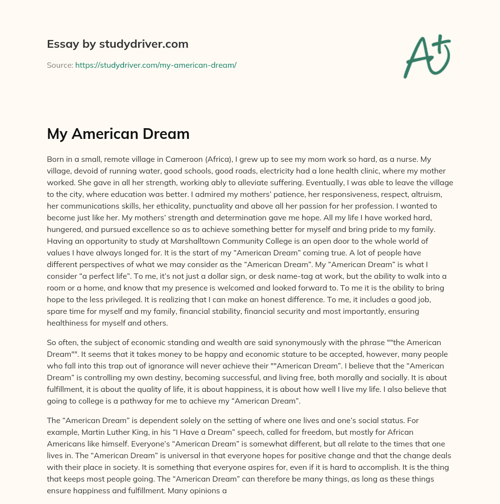 My American Dream essay