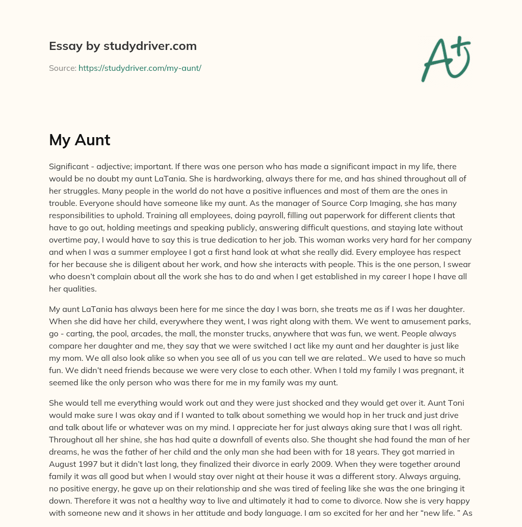 my favorite aunt essay in english