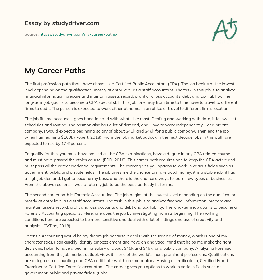 My Career Paths essay
