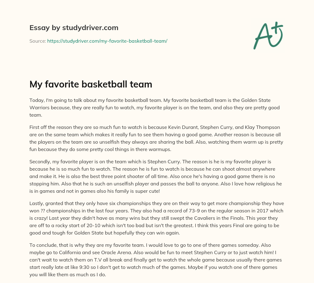 My Favorite Basketball Team essay