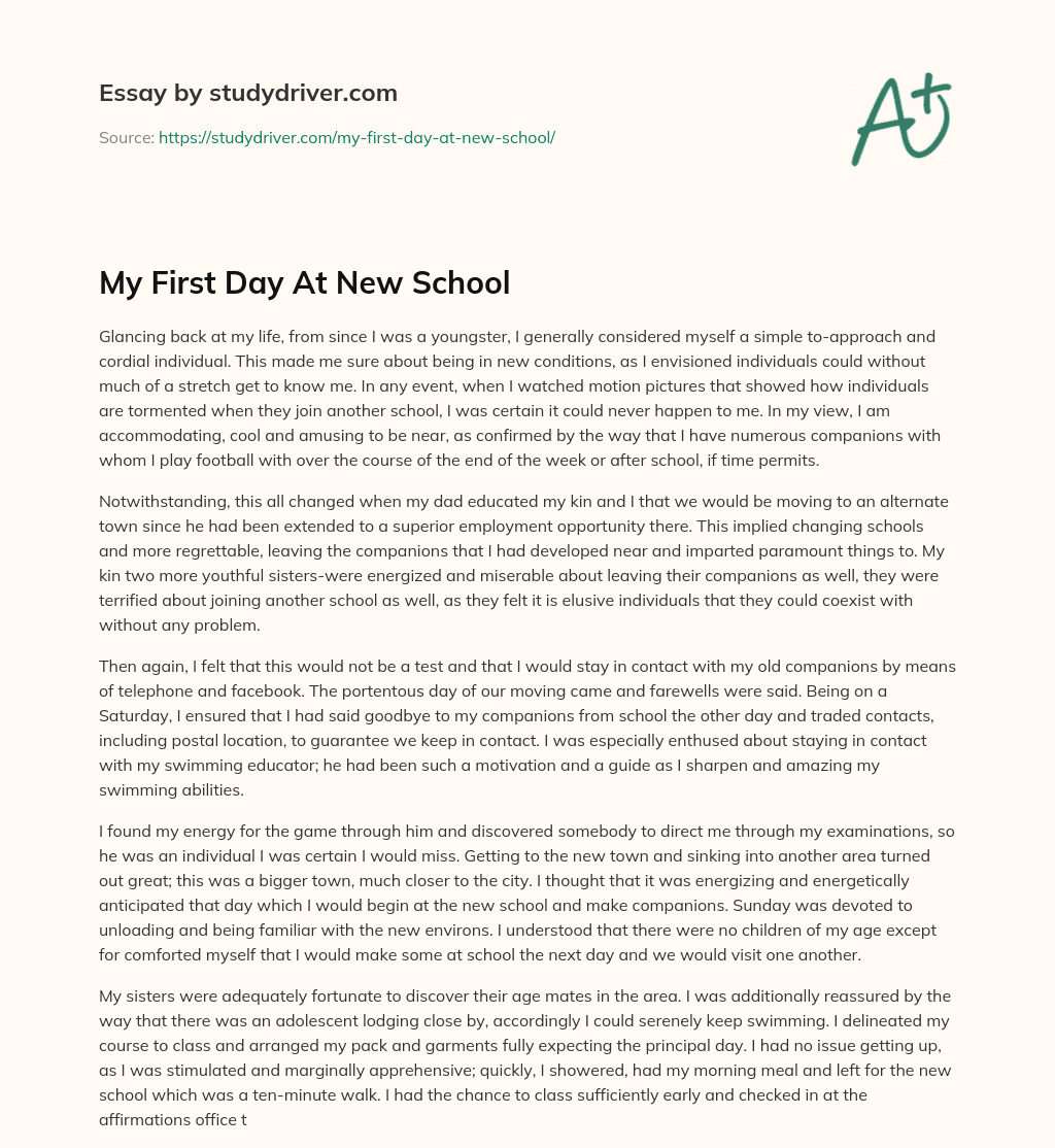 My First Day at New School essay