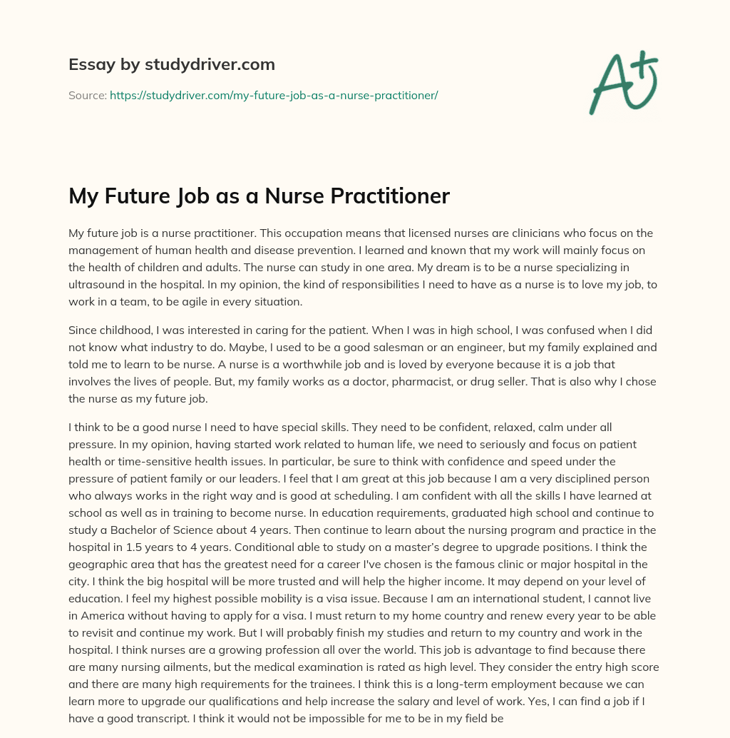 My Future Job as a Nurse Practitioner essay