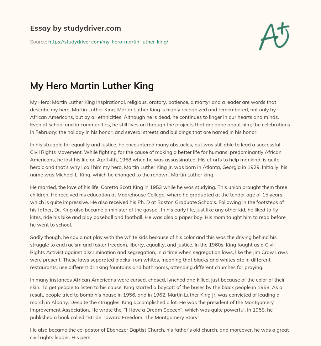 My Hero Martin Luther King essay