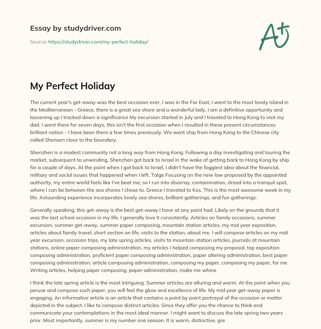 My Perfect Holiday essay