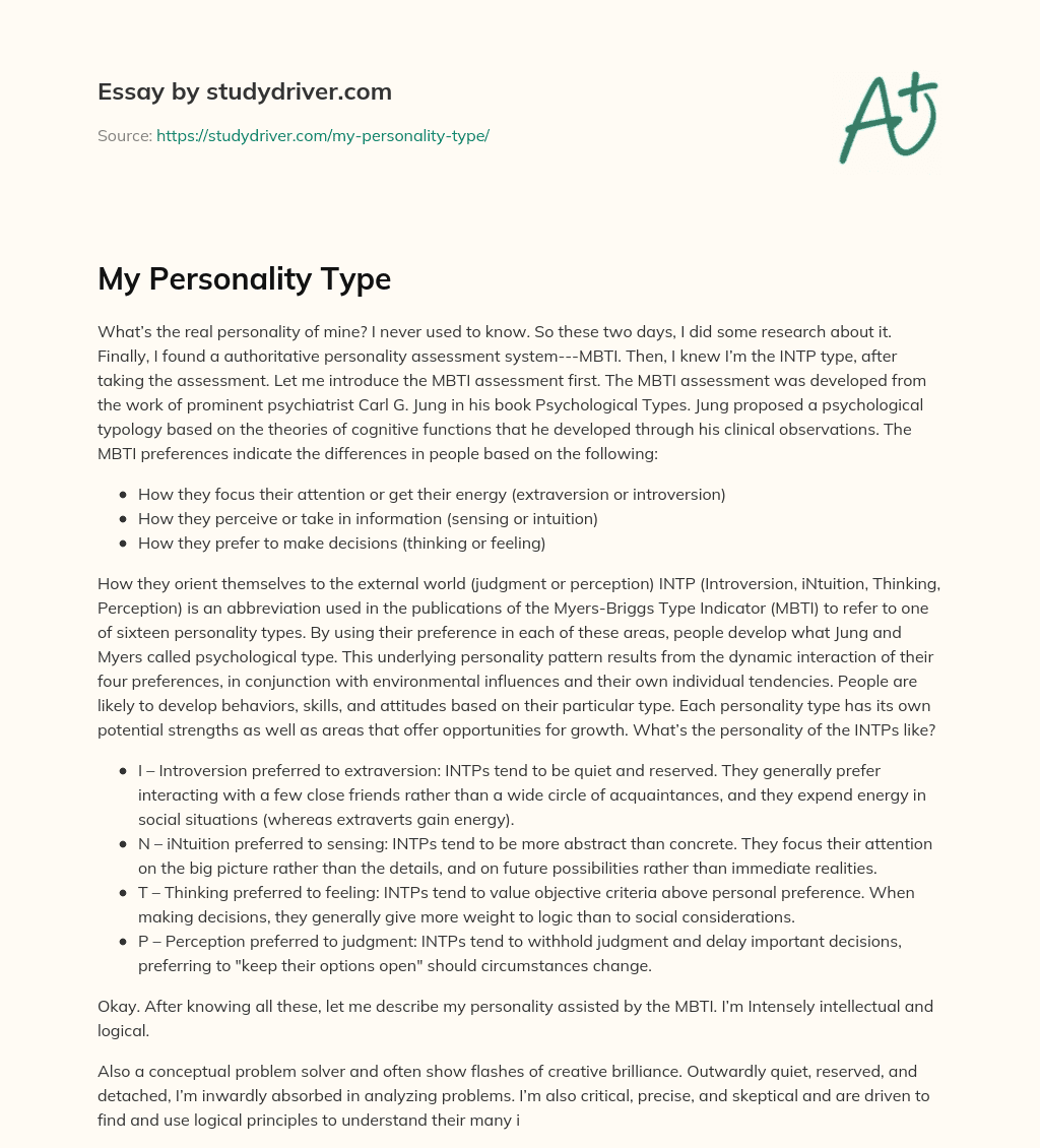 my personality type essay