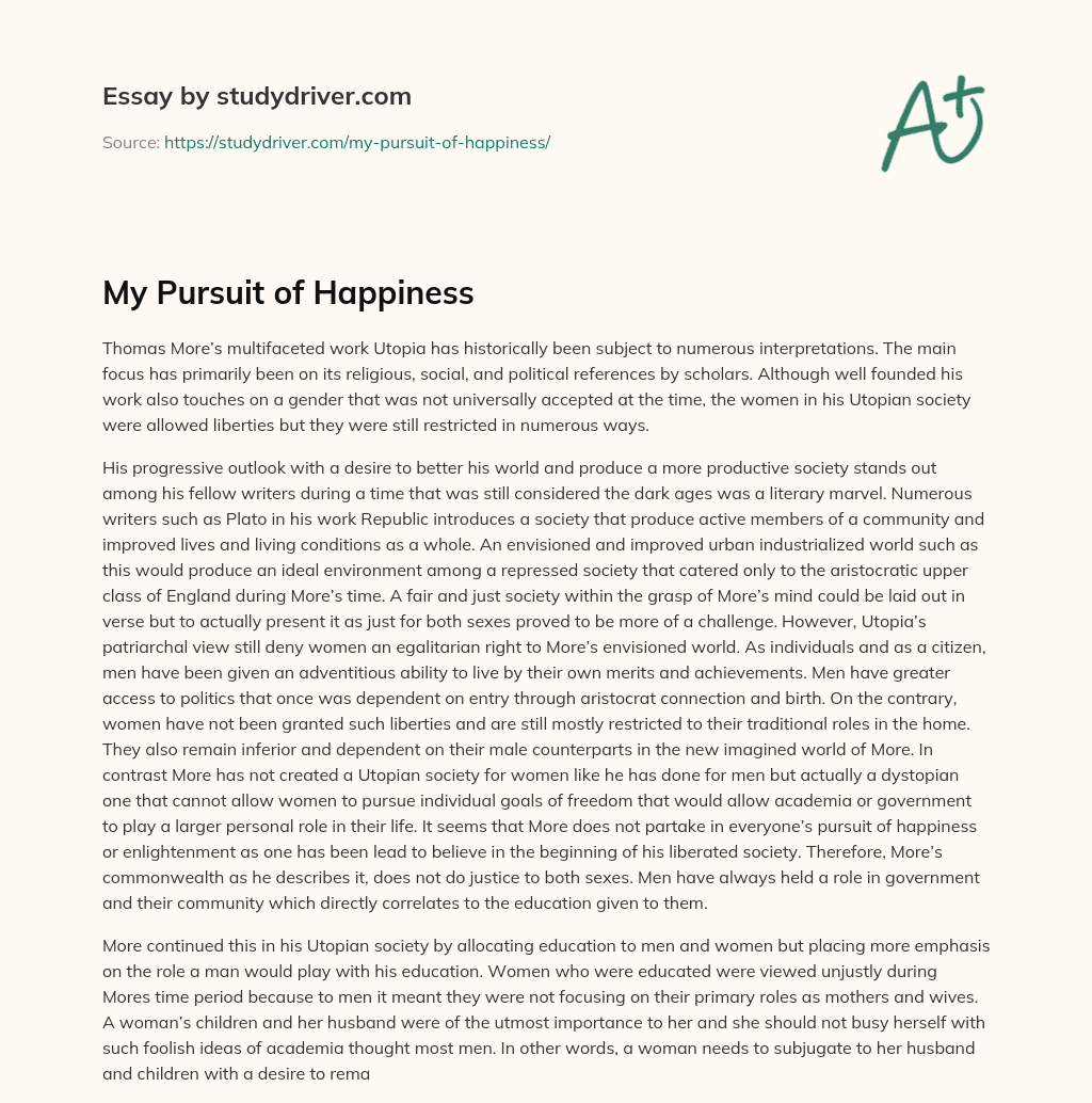 My Pursuit of Happiness essay