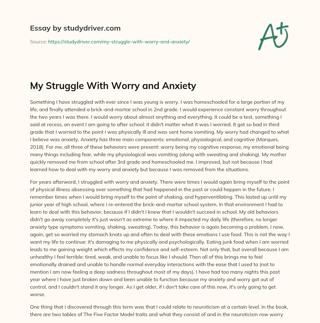 My Struggle with Worry and Anxiety essay