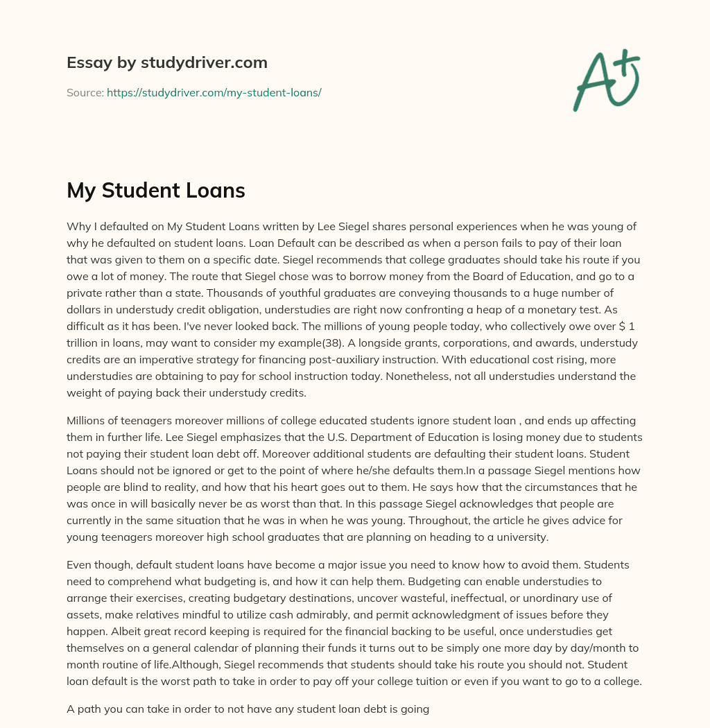 My Student Loans essay