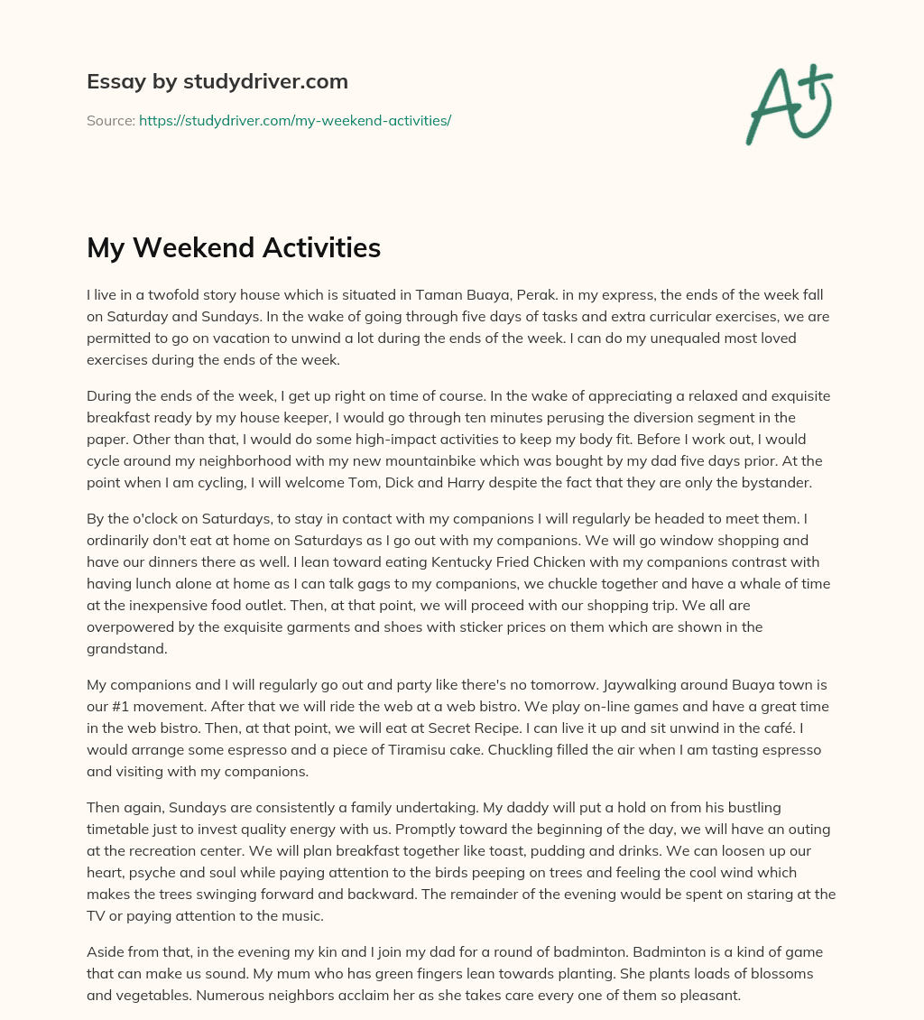 My Weekend Activities essay