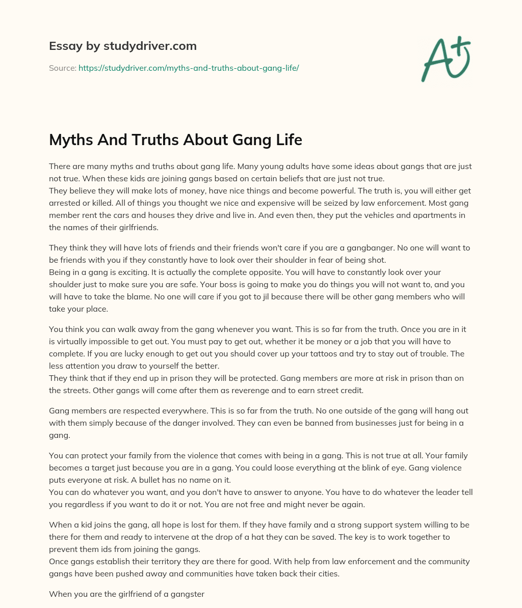 Myths and Truths about Gang Life essay