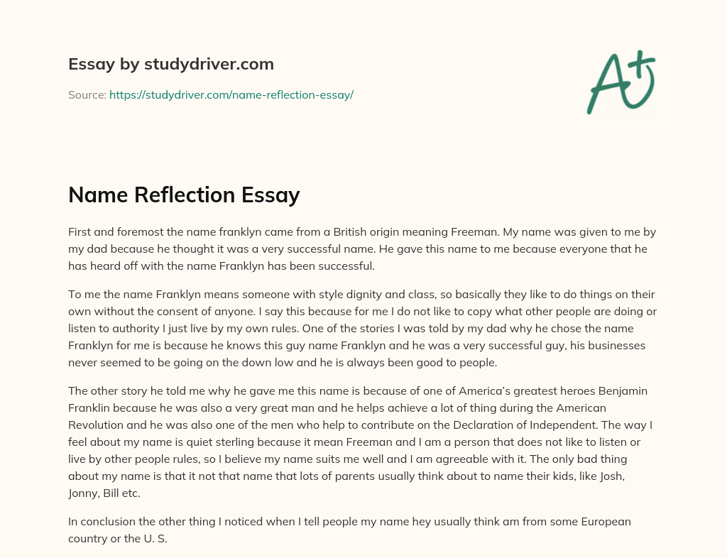 Name Reflection Essay essay