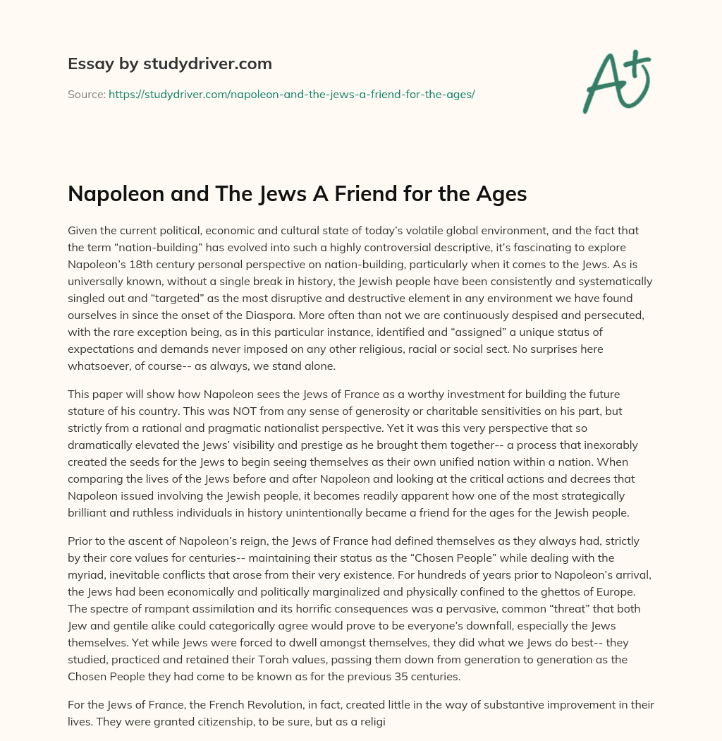 Napoleon and the Jews a Friend for the Ages essay