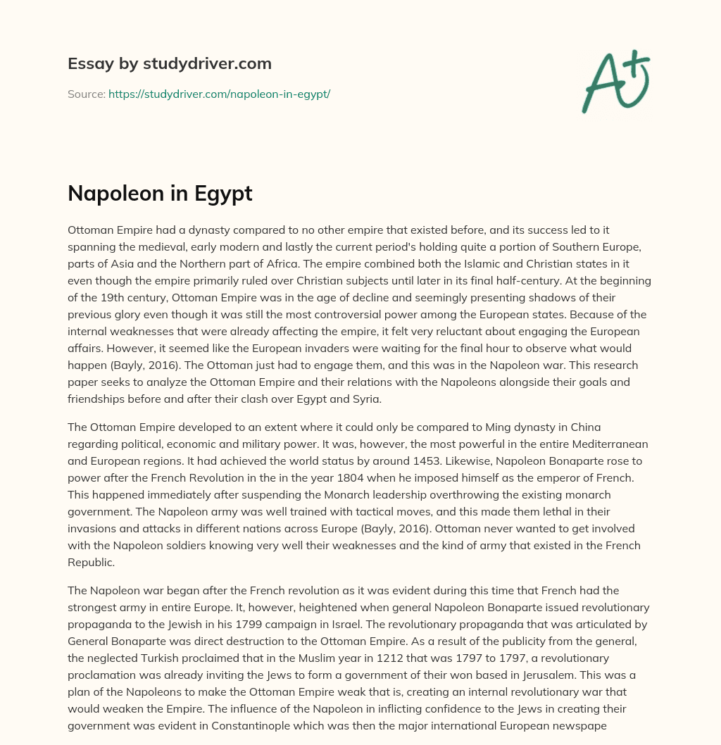 Napoleon in Egypt essay