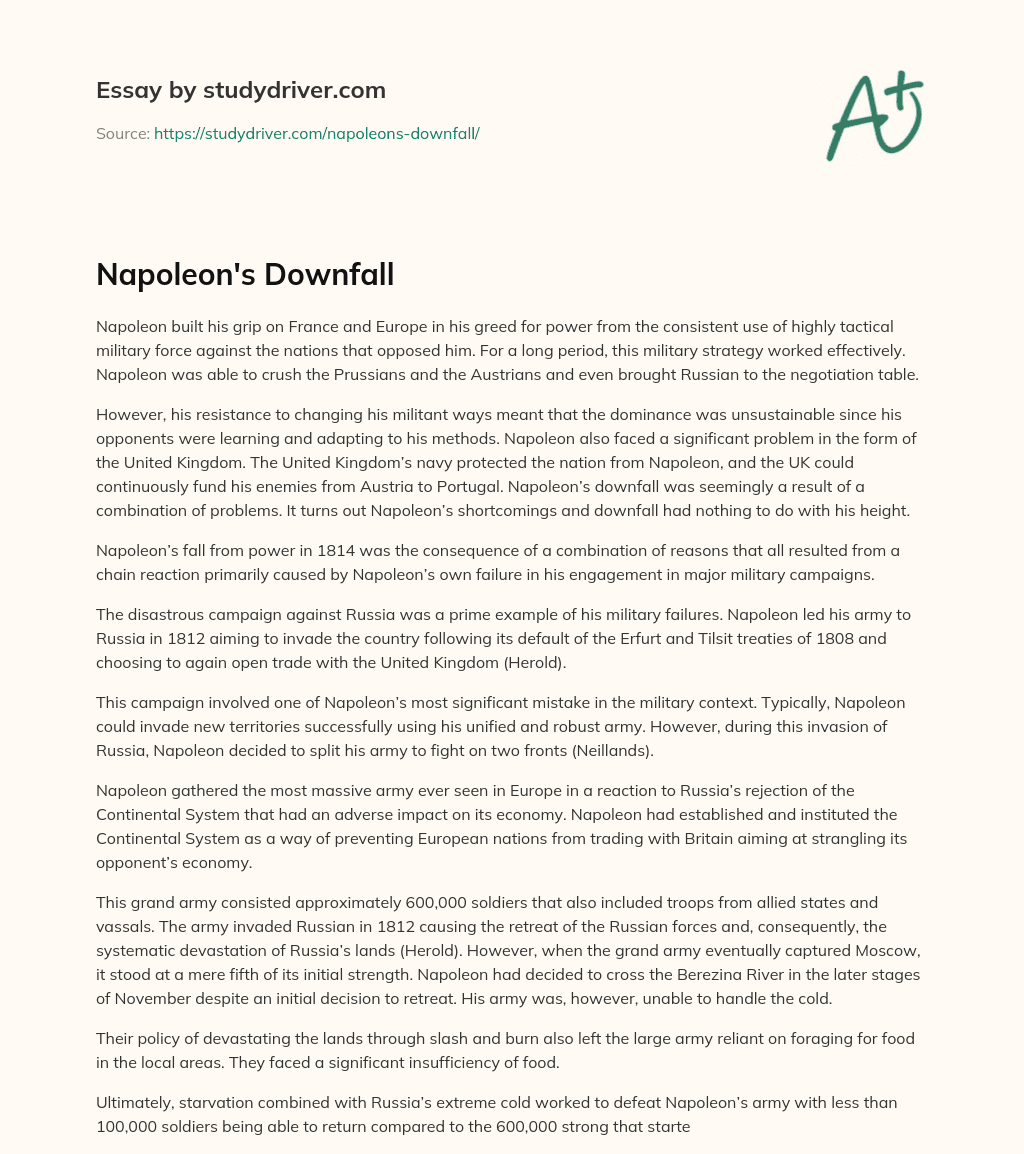 Napoleon’s Downfall essay