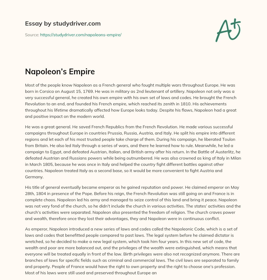 Napoleon’s Empire essay
