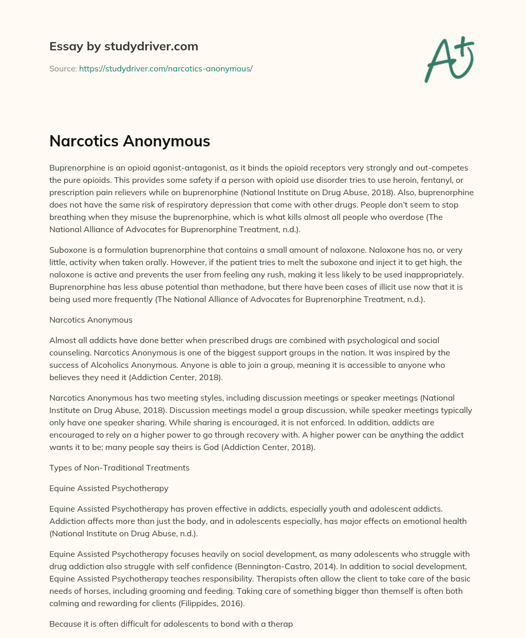 Narcotics Anonymous essay