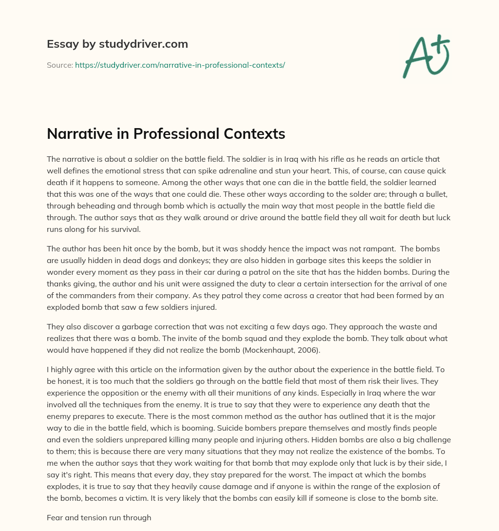 Narrative in Professional Contexts essay