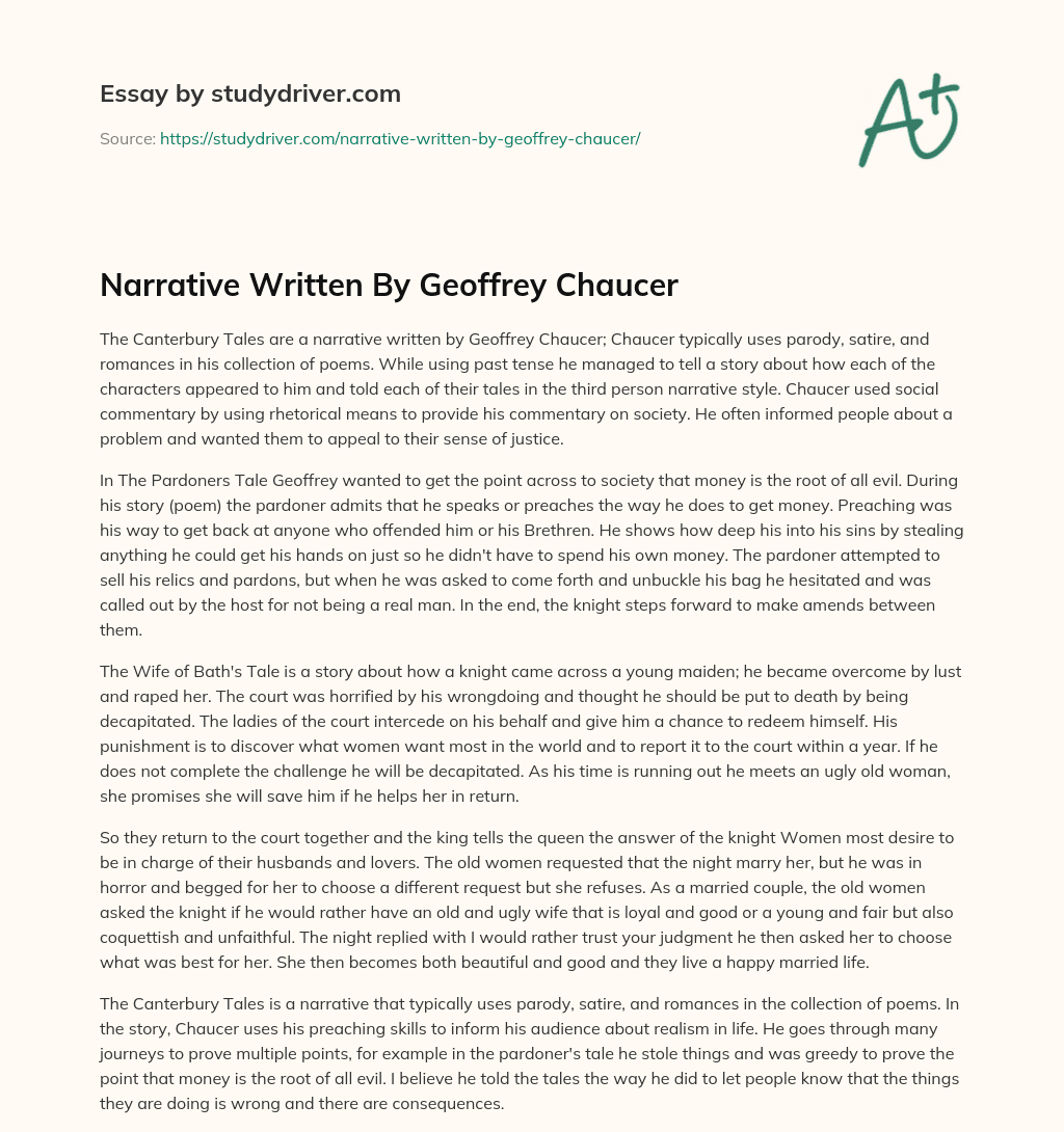 Narrative Written by Geoffrey Chaucer essay