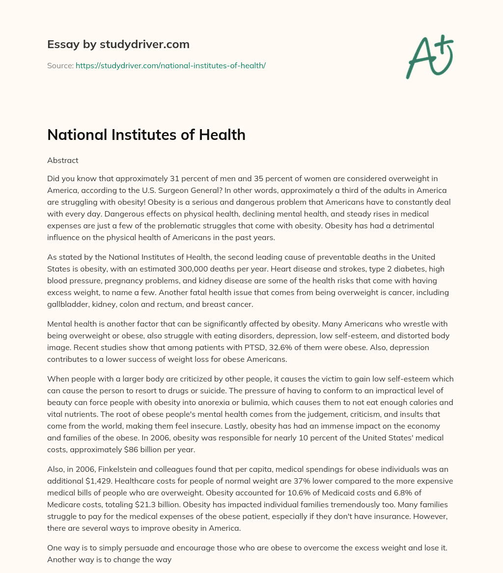 National Institutes of Health essay