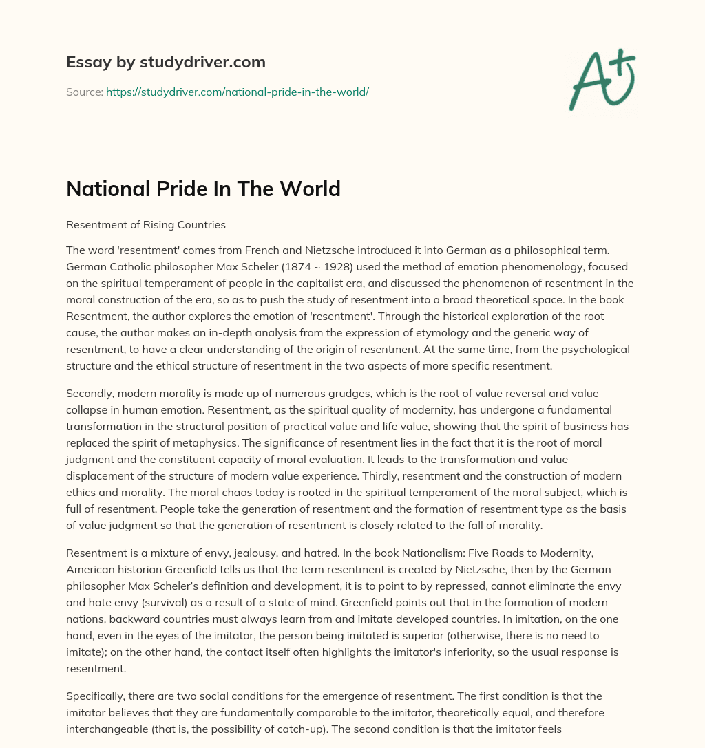 National Pride in the World essay