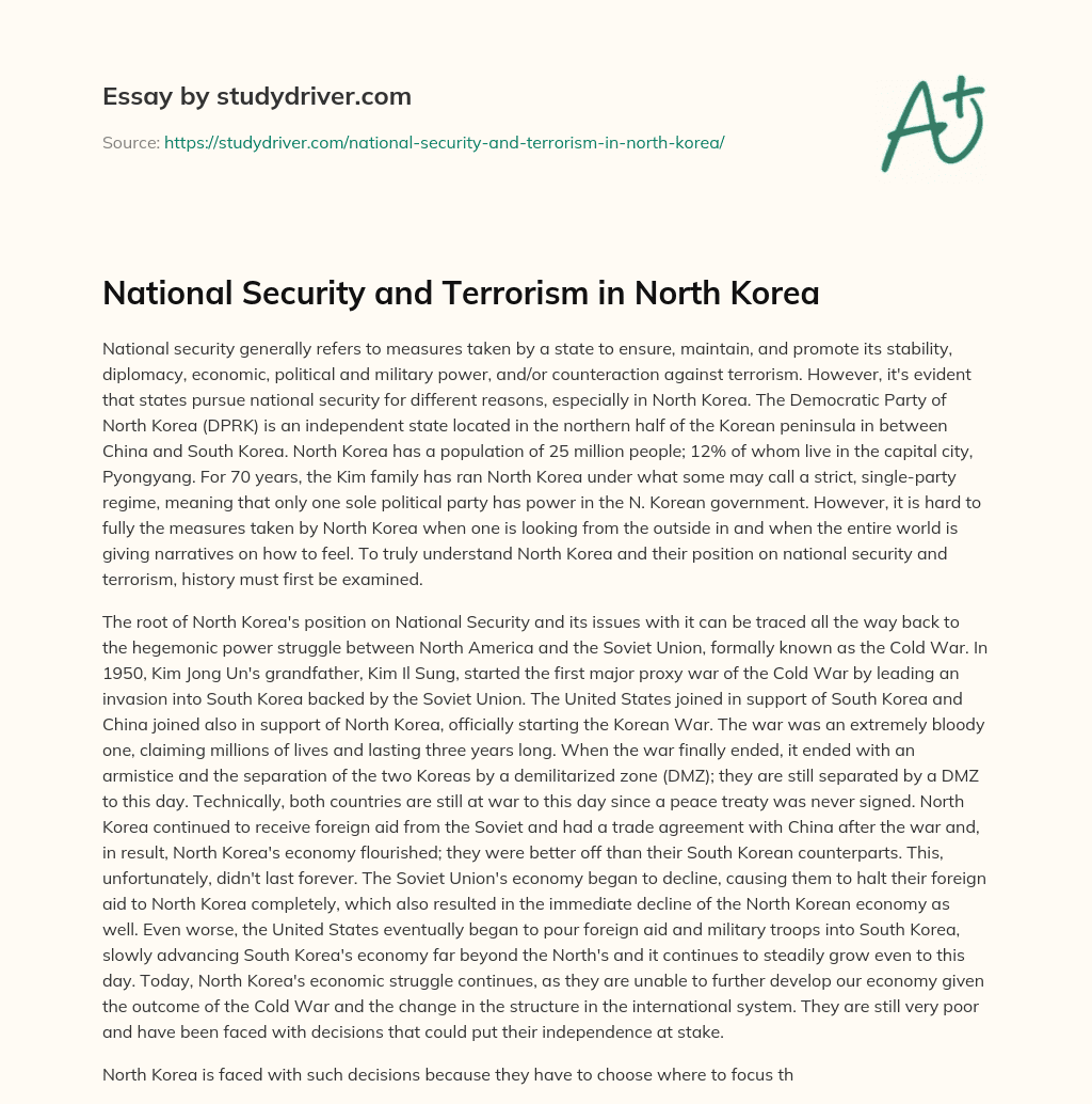National Security and Terrorism in North Korea essay