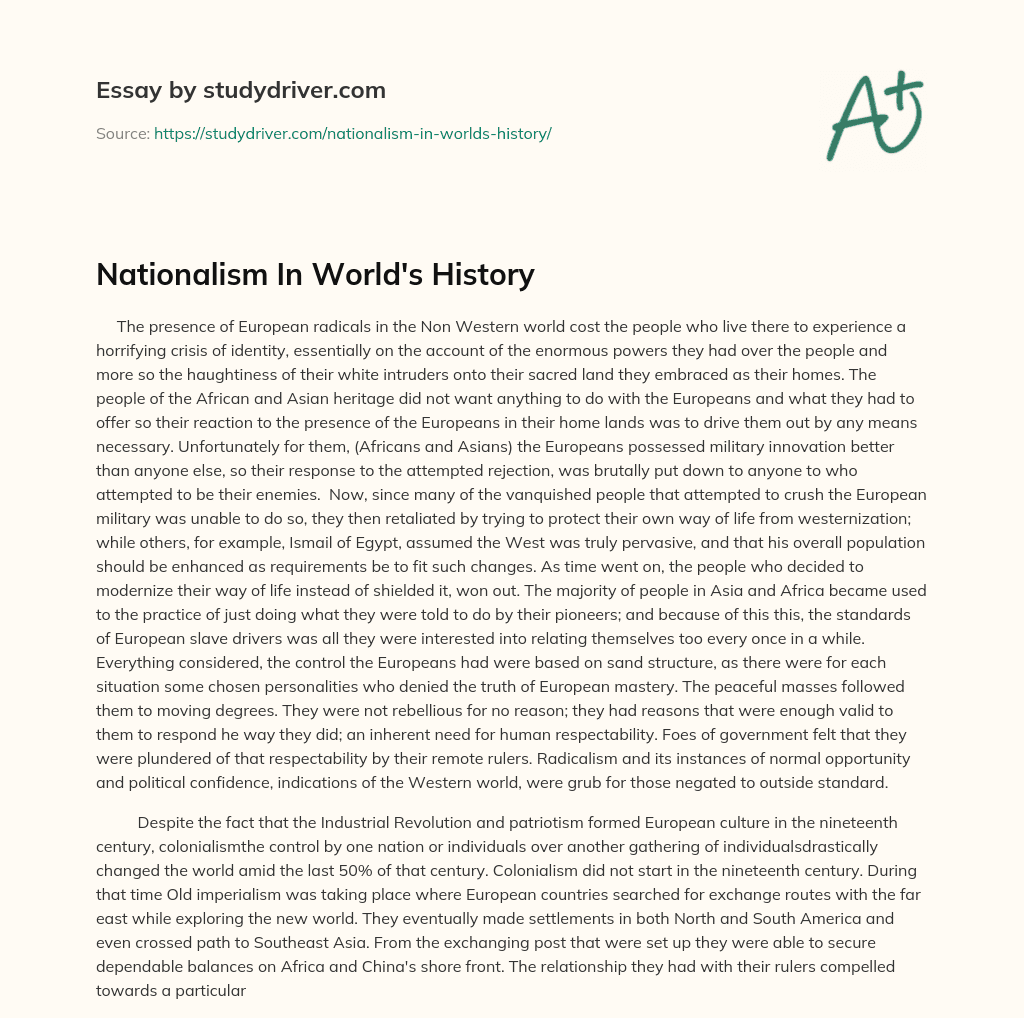Nationalism in World’s History essay