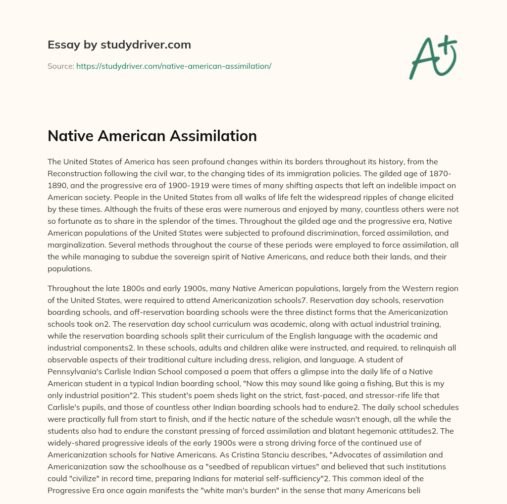 Native American Assimilation essay