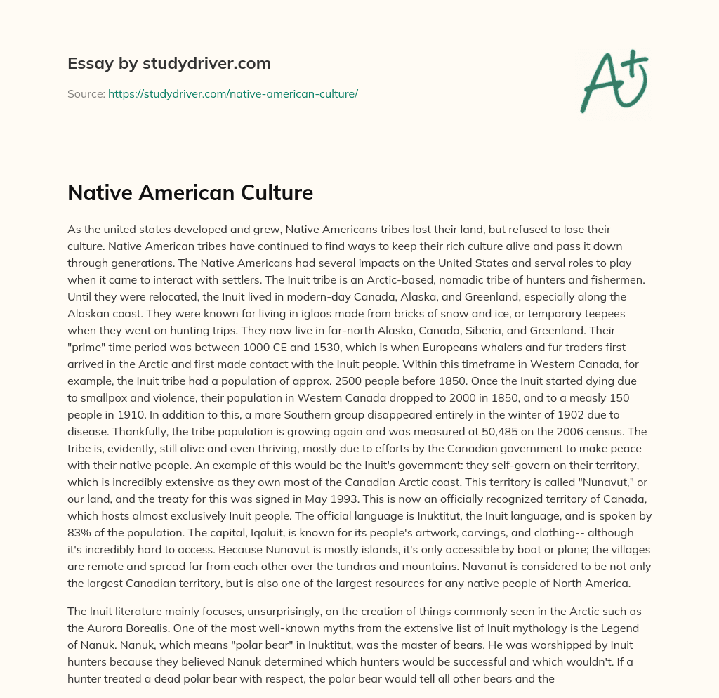 Native American Culture essay