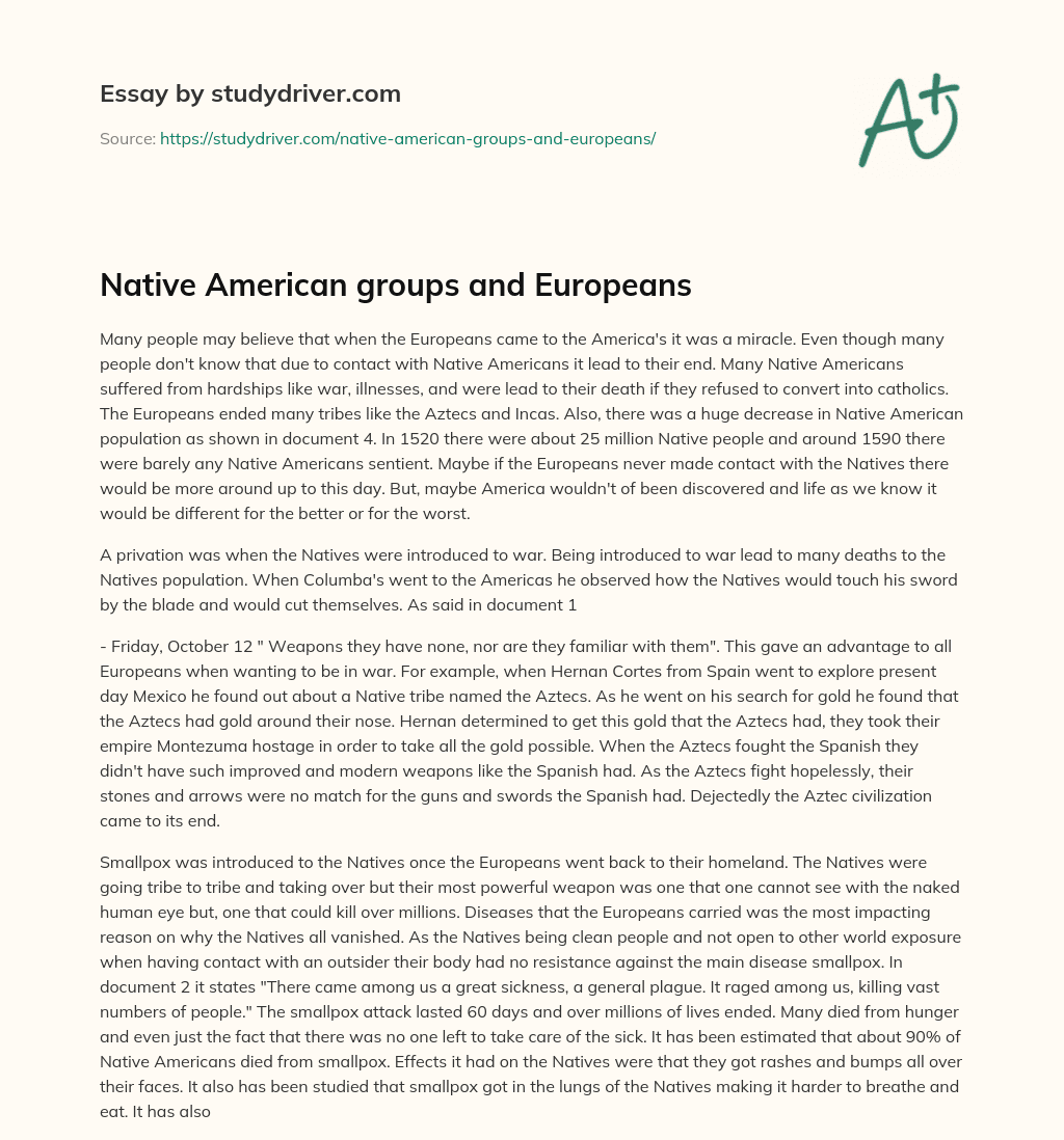 Native American Groups and Europeans essay