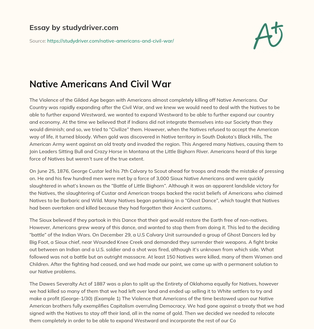 Native Americans and Civil War essay