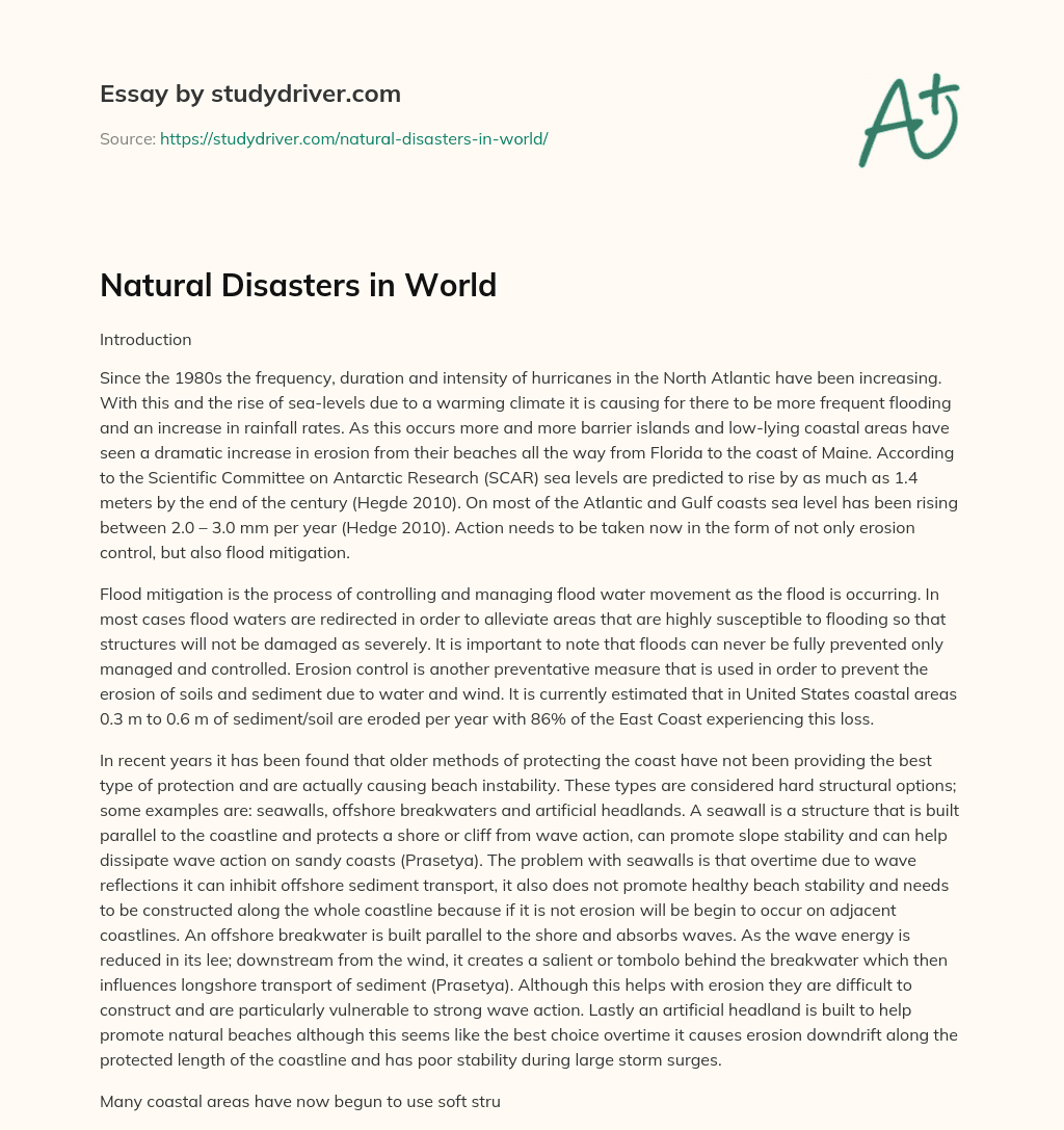 Natural Disasters in World essay