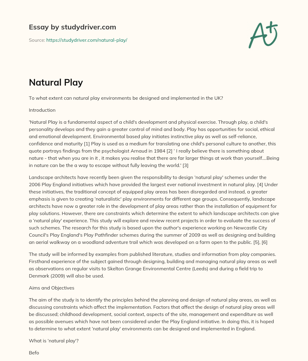 Natural Play essay