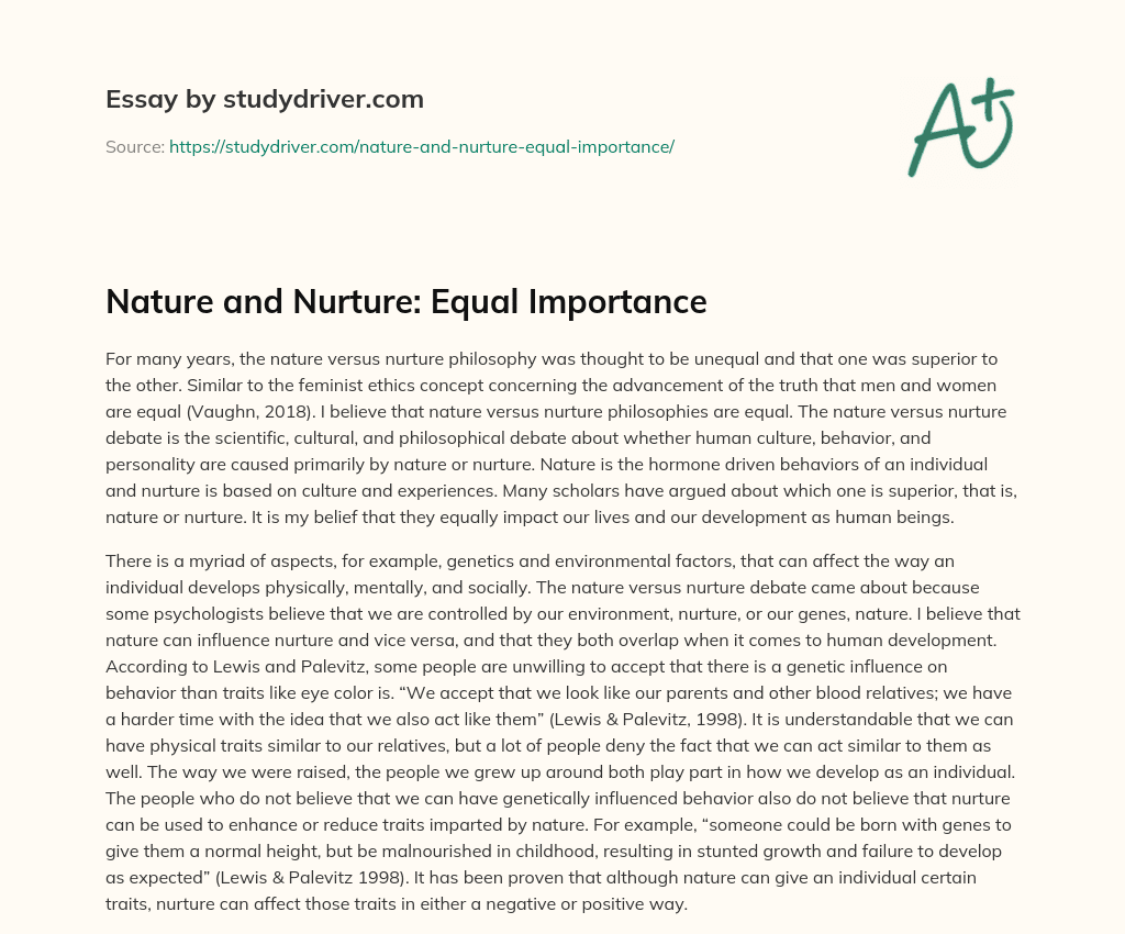 Nature and Nurture: Equal Importance essay