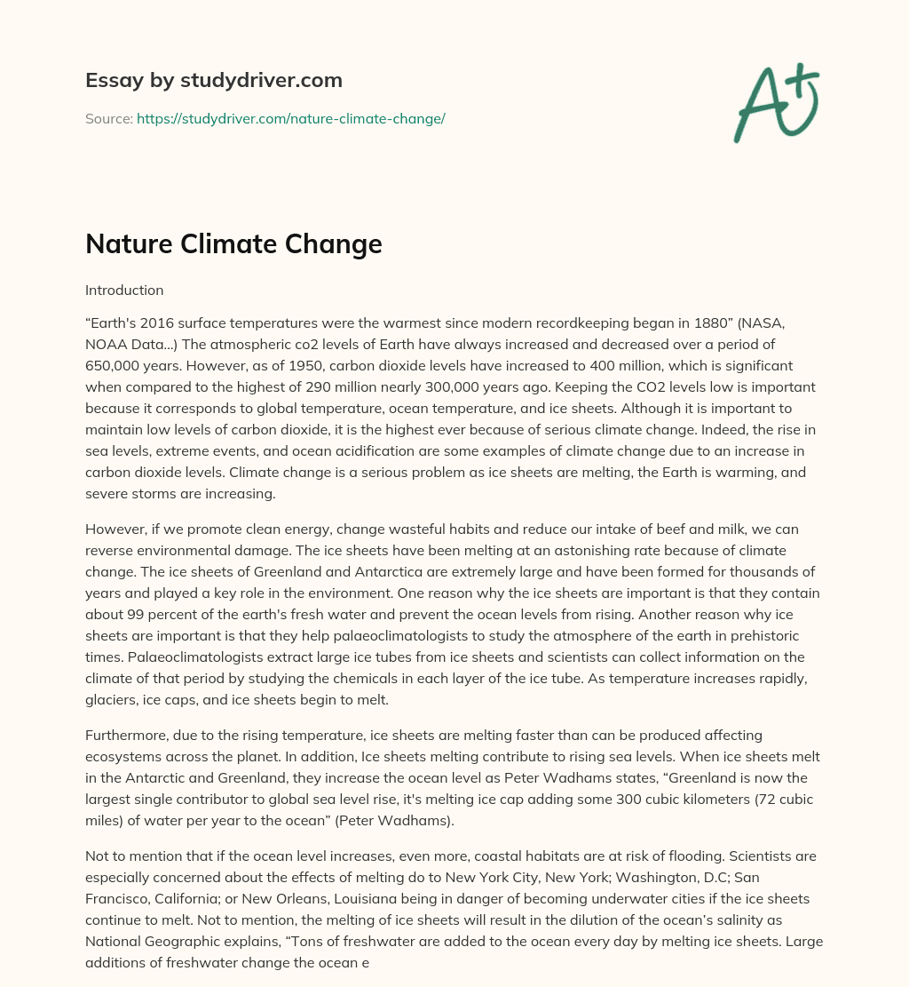 Nature Climate Change essay