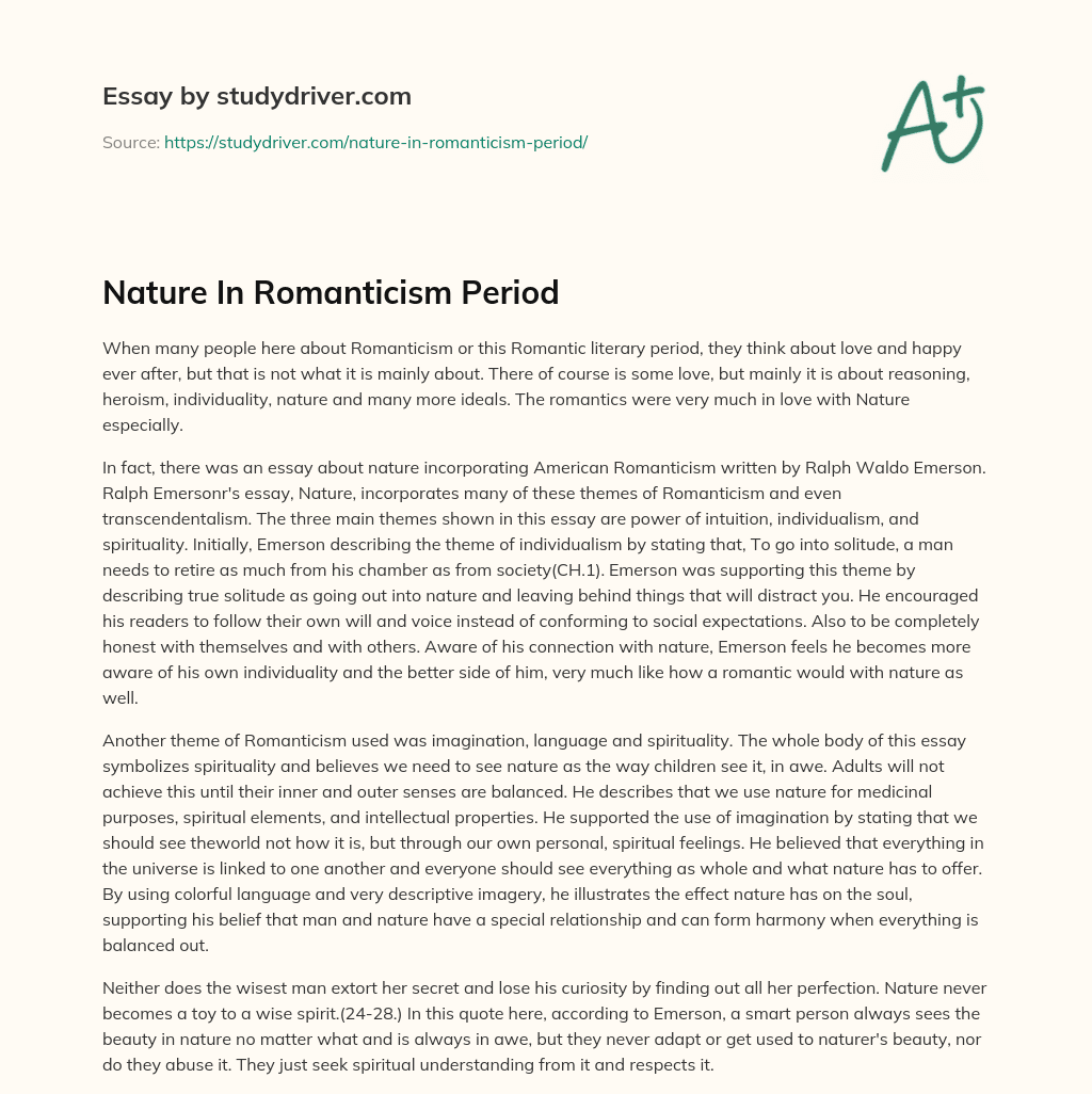 Nature in Romanticism Period essay