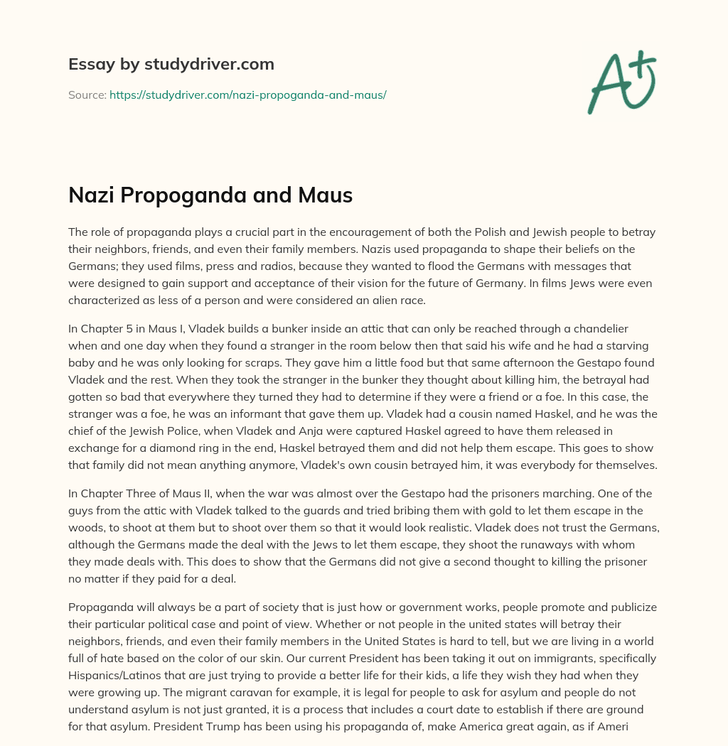 Nazi Propoganda and Maus essay