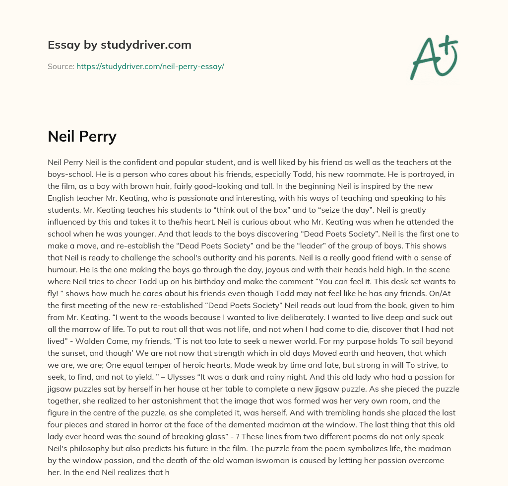 Neil Perry essay