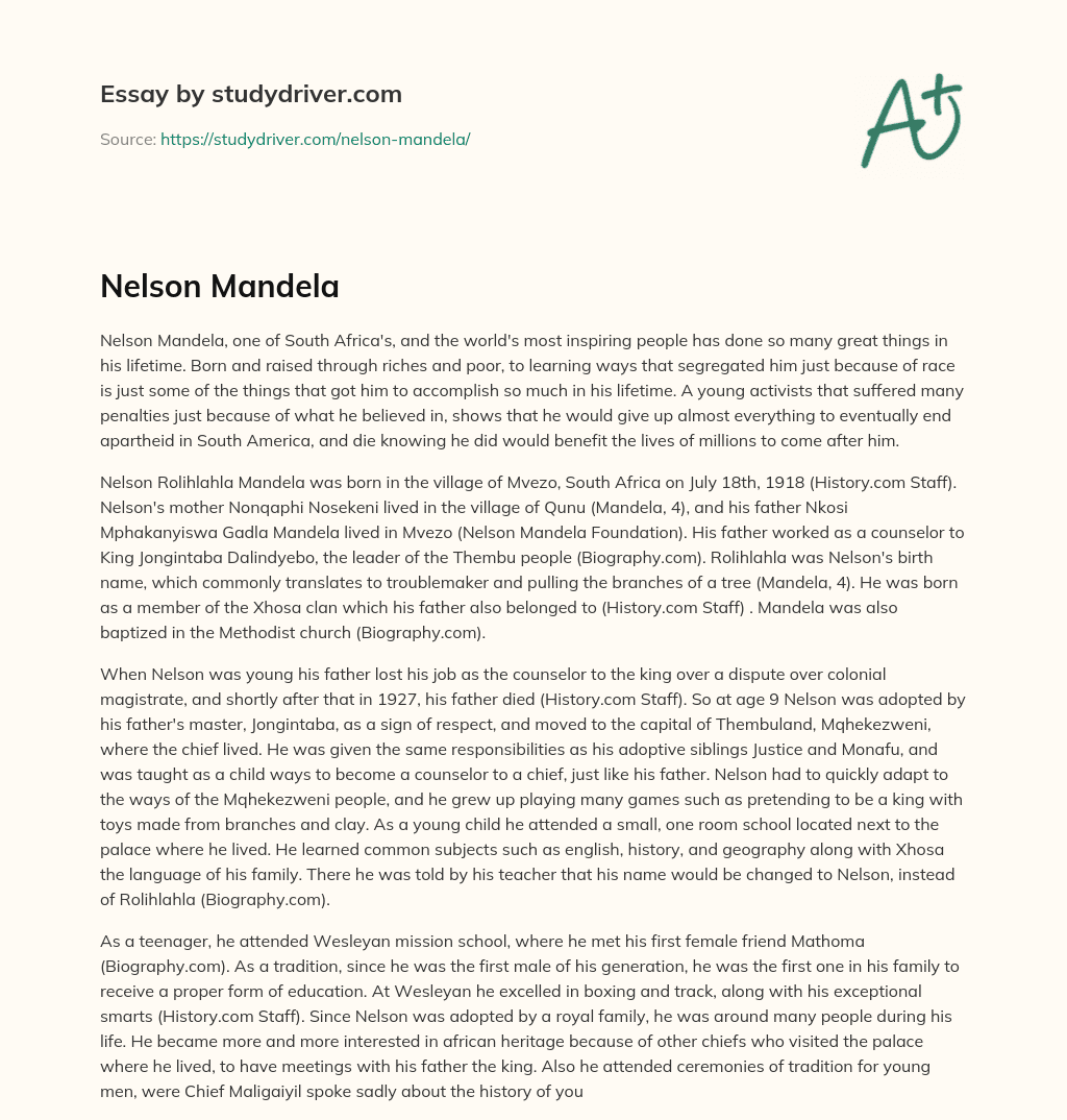 Nelson Mandela essay