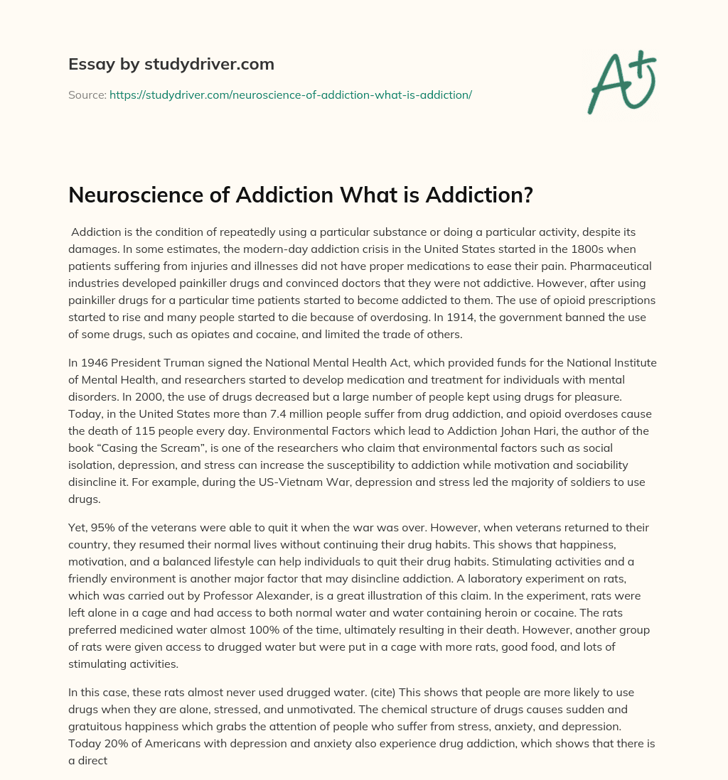 Neuroscience of Addiction what is Addiction? essay