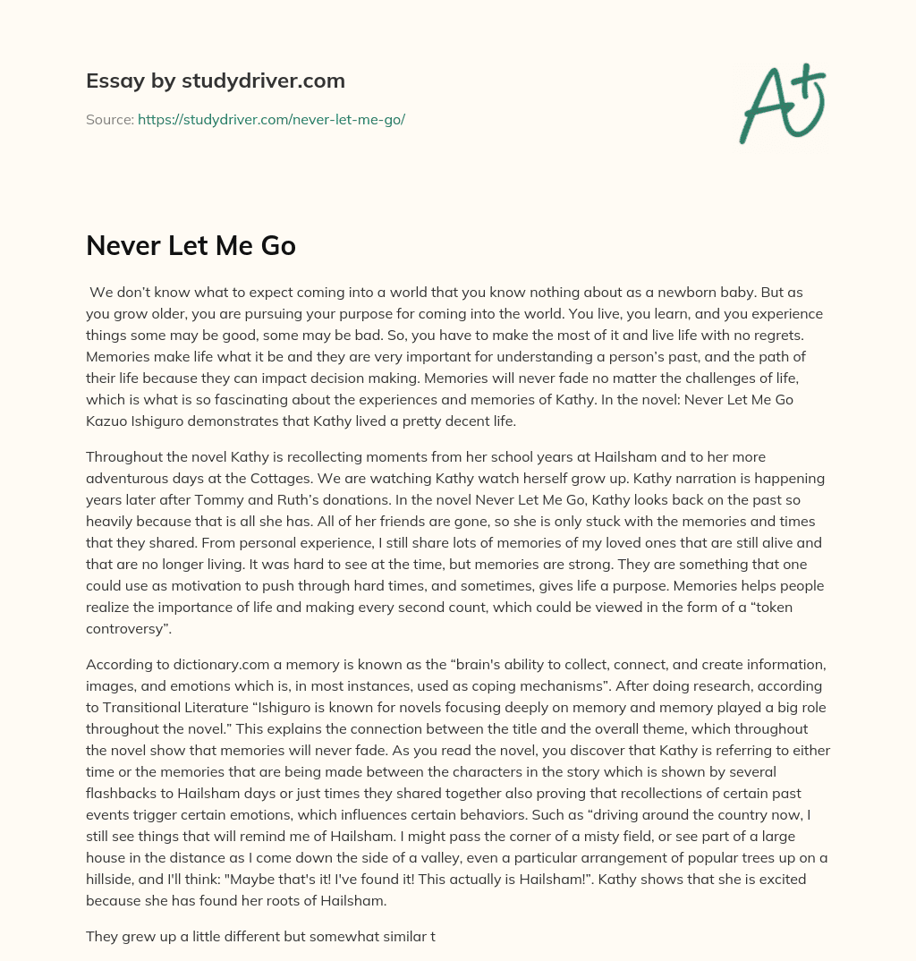 Never Let me Go essay