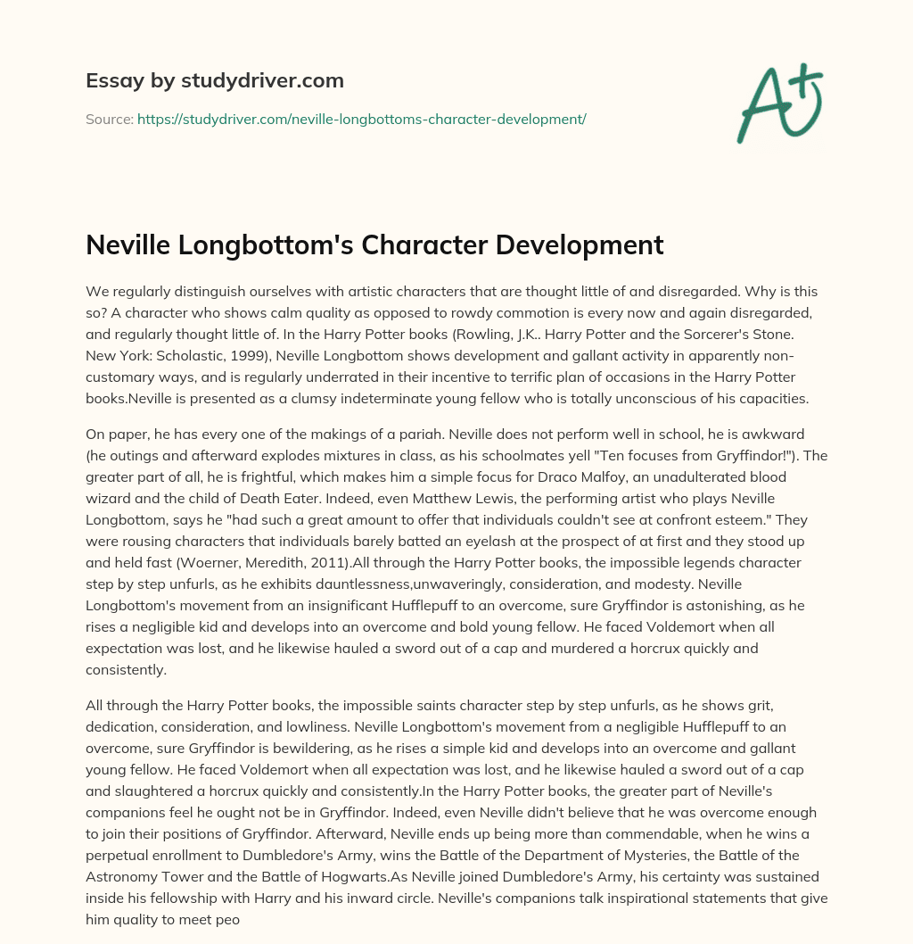 Neville Longbottom’s Character Development essay